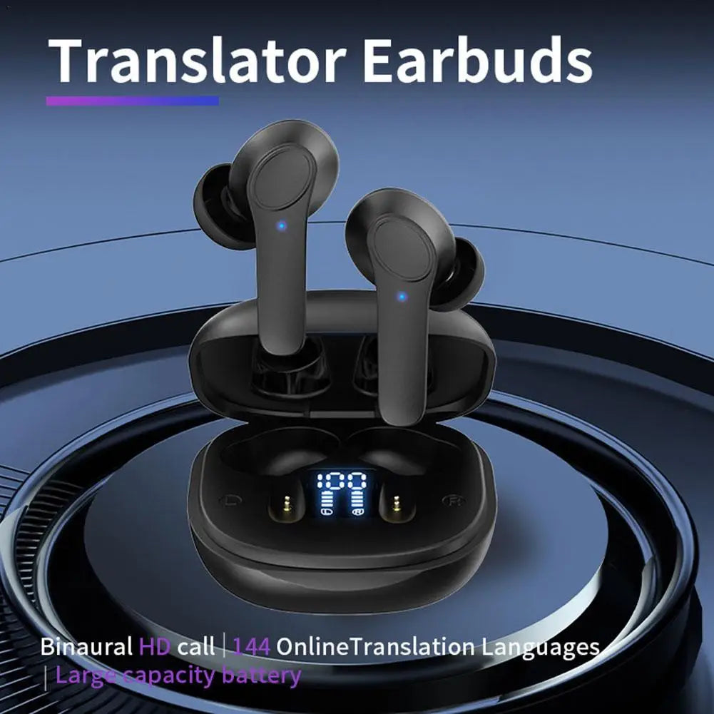 Wireless Translator Earbuds – Real-Time Translation in 144 Languages, Smart Voice Translation Headset