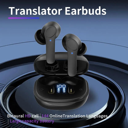 Wireless Translator Earbuds – Real-Time Translation in 144 Languages, Smart Voice Translation Headset