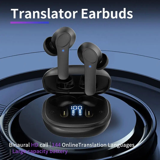 Wireless Translator Earbuds – Real-Time Translation in 144 Languages, Smart Voice Translation Headset