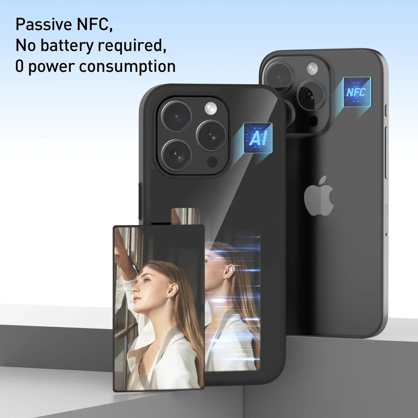 Smart NFC E-Ink Phone Case – Customizable Display, Shockproof Soft Shell for iPhone 15 Plus/14 Plus/13 Pro Max