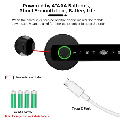 Tuya Smart Fingerprint Digital Door Lock with Multiple Unlocking Options