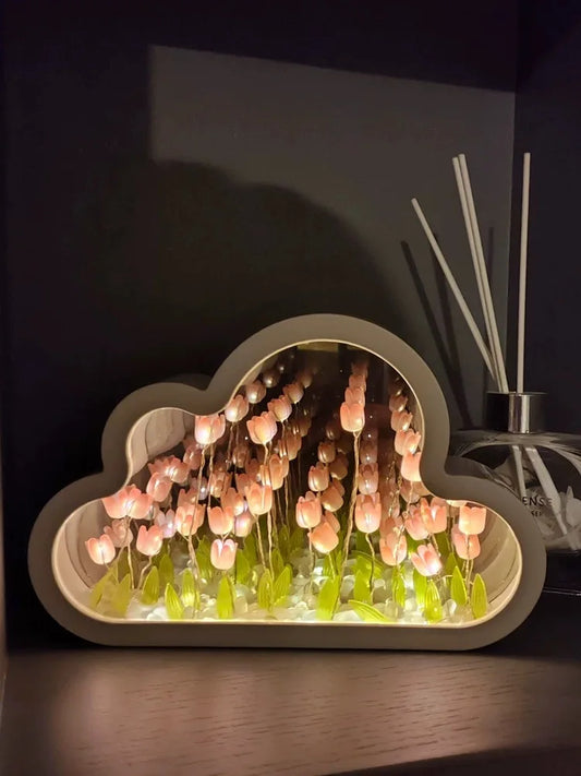 Handmade Tulip Flower Sea Night Light – Dual-Function Decorative Lamp & Gift