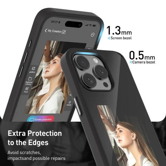 Smart NFC E-Ink Phone Case – Customizable Display, Shockproof Soft Shell for iPhone 15 Plus/14 Plus/13 Pro Max
