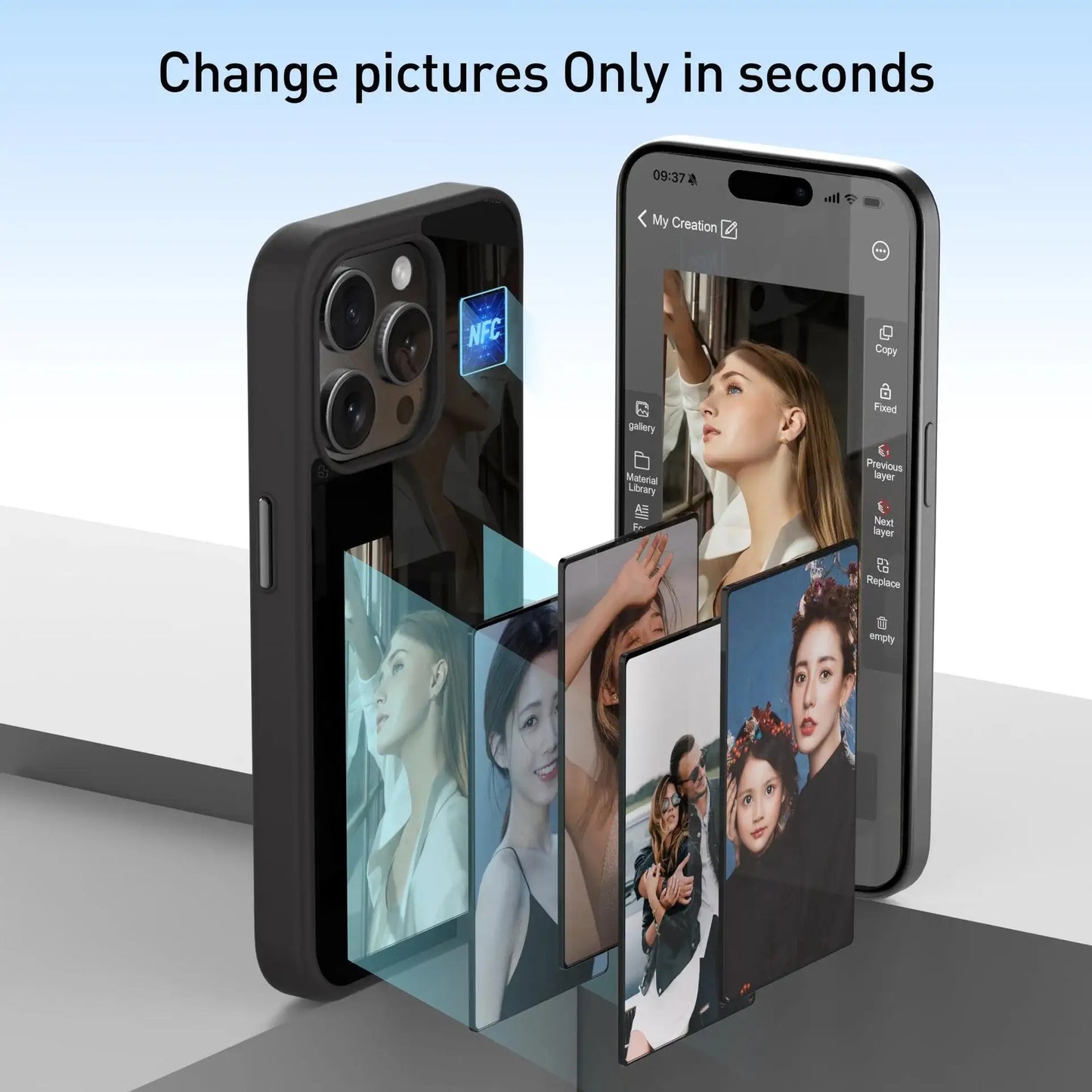 Smart NFC E-Ink Phone Case – Customizable Display, Shockproof Soft Shell for iPhone 15 Plus/14 Plus/13 Pro Max