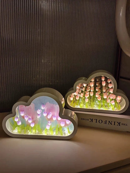 Handmade Tulip Flower Sea Night Light – Dual-Function Decorative Lamp & Gift