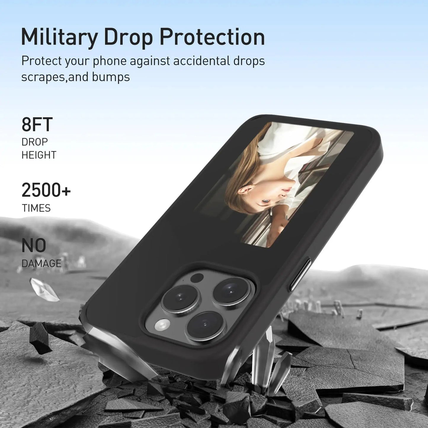 Smart NFC E-Ink Phone Case – Customizable Display, Shockproof Soft Shell for iPhone 15 Plus/14 Plus/13 Pro Max