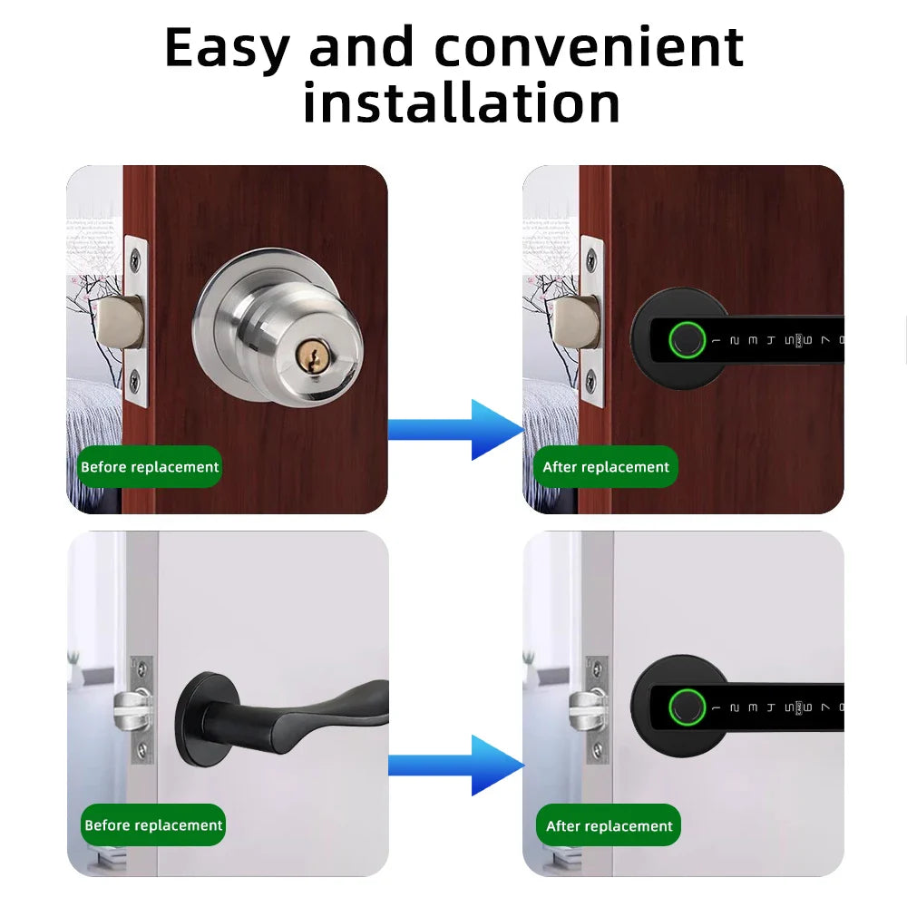 Tuya Smart Fingerprint Digital Door Lock with Multiple Unlocking Options